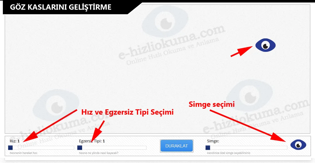 HızlıOku göz kaslarını geliştirme çalışması