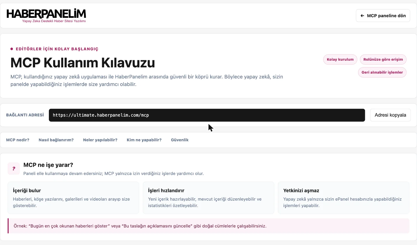MCP kullanım kılavuzu